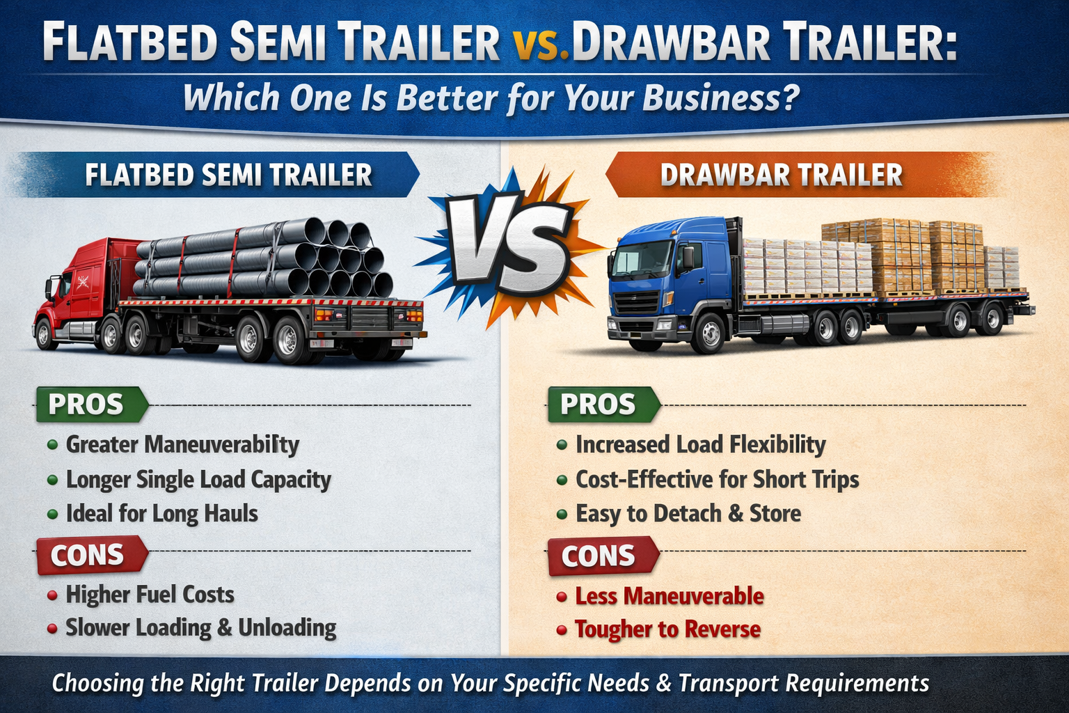 Flatbed Semi Trailer vs. Drawbar Trailer: Which One Is Better for Your Business?