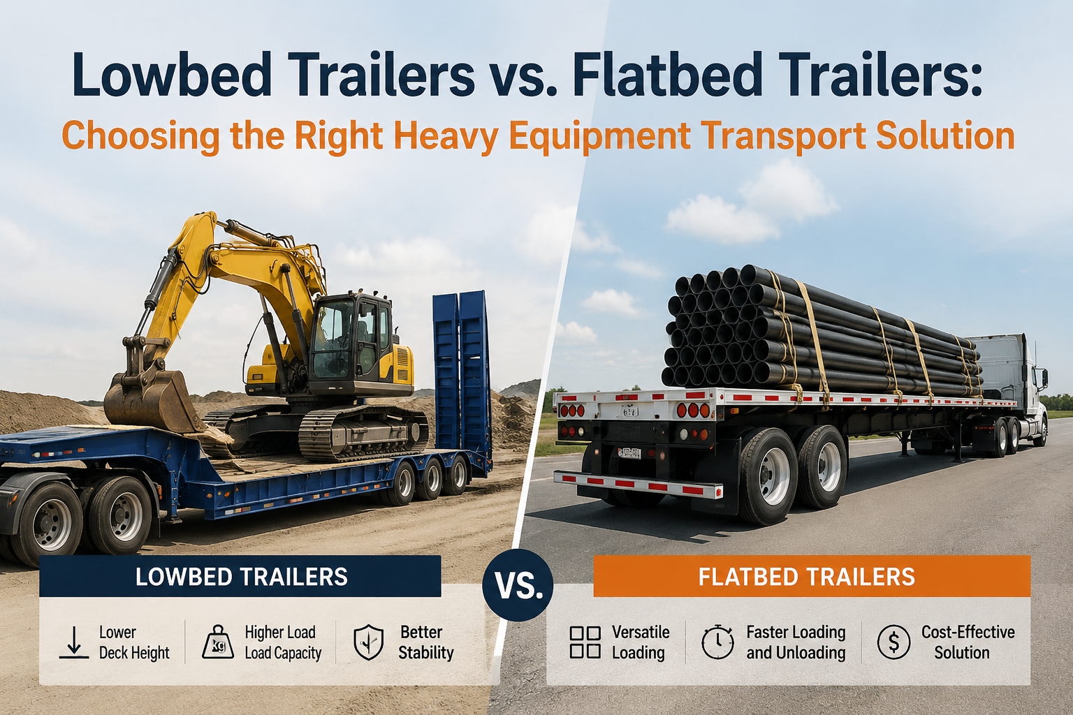 Lowbed Trailers vs. Flatbed Trailers: Choosing the Right Heavy Equipment Transport Solution