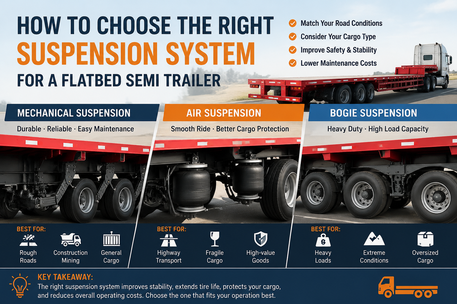 How to Choose the Right Suspension System for a Flatbed Semi Trailer?